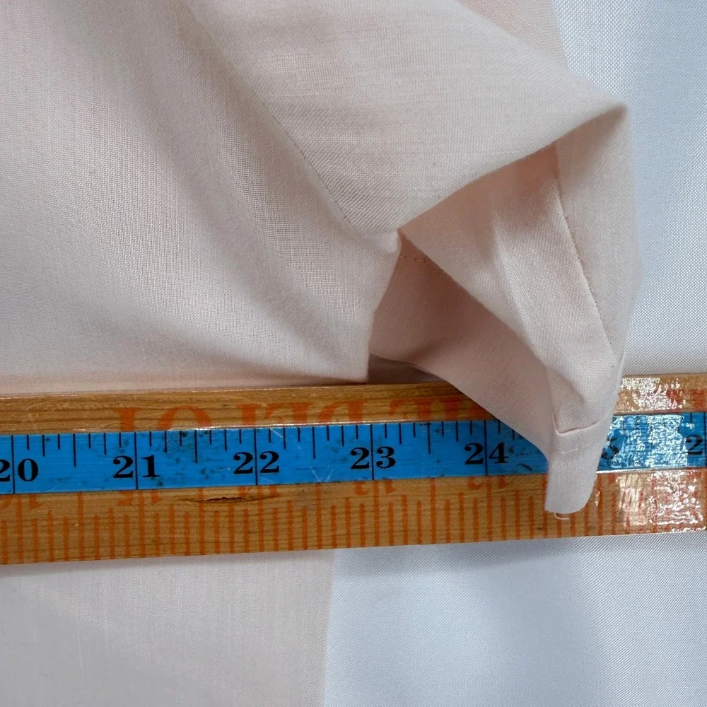 Ravgo Guayabera Shirt Mens Large Pink Poly Cotton Short Sleeve 4 Pocket Coastal